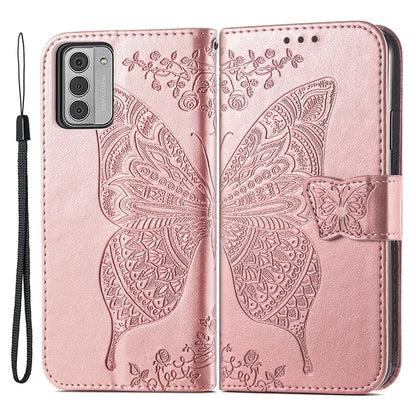 For Nokia G42 Leather Case Butterfly Pattern Phone Stand Cover