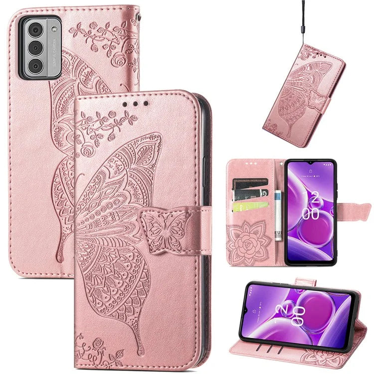 For Nokia G42 Leather Case Butterfly Pattern Phone Stand Cover