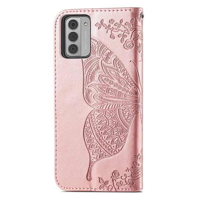 For Nokia G42 Leather Case Butterfly Pattern Phone Stand Cover