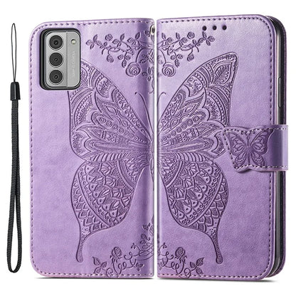 For Nokia G42 Leather Case Butterfly Pattern Phone Stand Cover