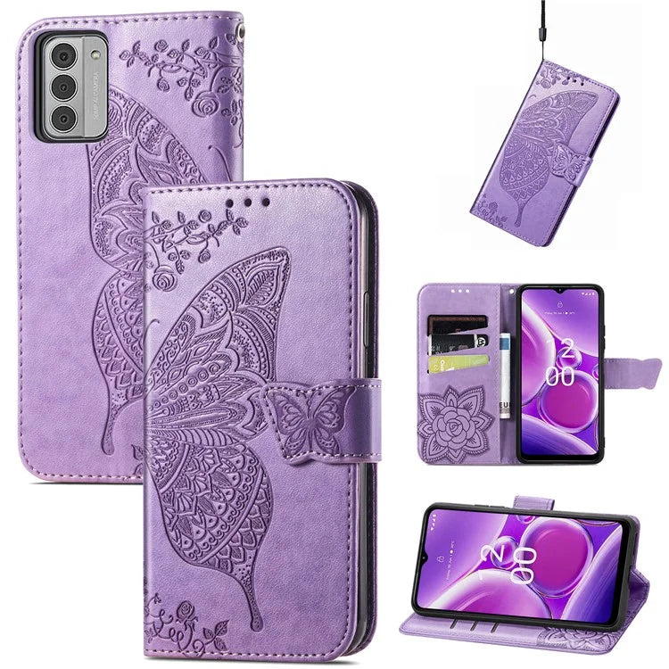For Nokia G42 Leather Case Butterfly Pattern Phone Stand Cover