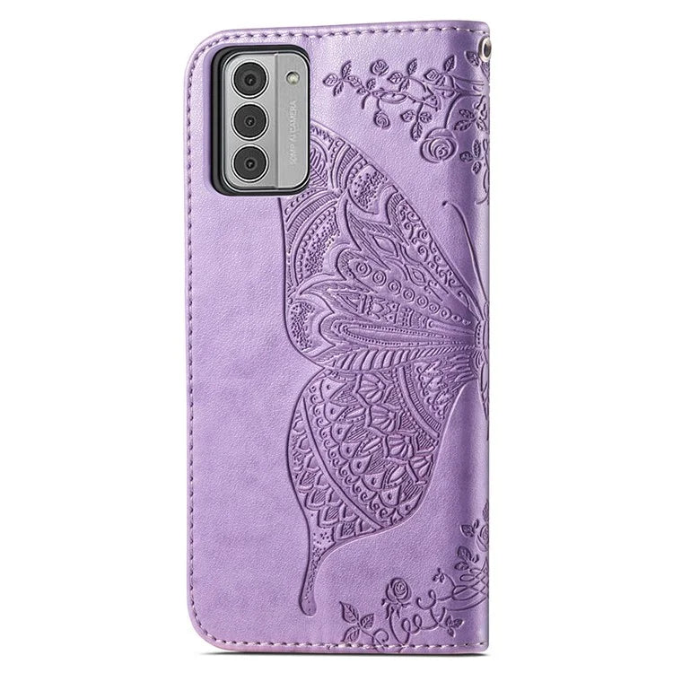 For Nokia G42 Leather Case Butterfly Pattern Phone Stand Cover