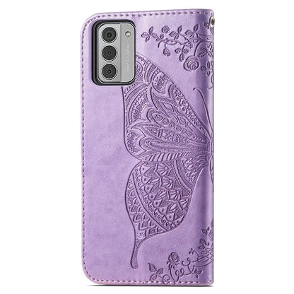 For Nokia G42 Leather Case Butterfly Pattern Phone Stand Cover