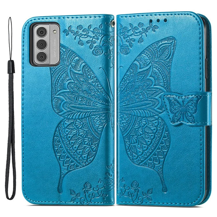 For Nokia G42 Leather Case Butterfly Pattern Phone Stand Cover
