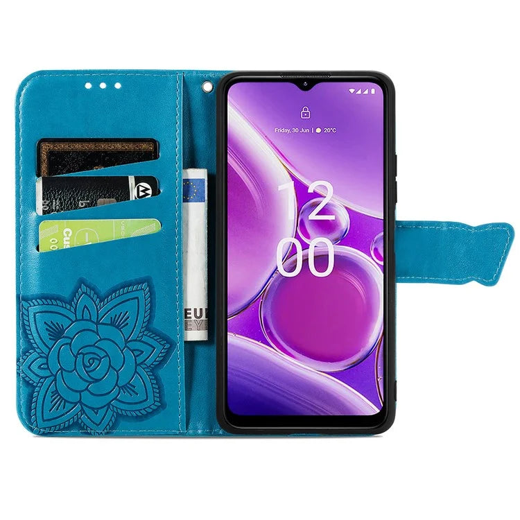 For Nokia G42 Leather Case Butterfly Pattern Phone Stand Cover