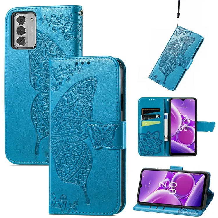 For Nokia G42 Leather Case Butterfly Pattern Phone Stand Cover