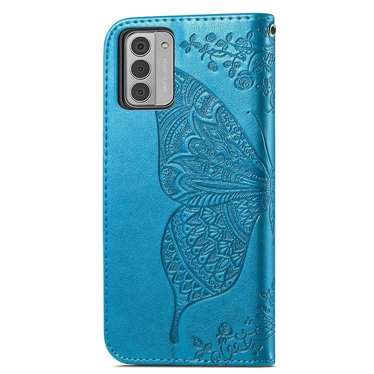 For Nokia G42 Leather Case Butterfly Pattern Phone Stand Cover