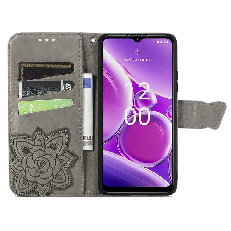 For Nokia G42 Leather Case Butterfly Pattern Phone Stand Cover