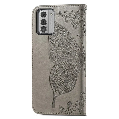 For Nokia G42 Leather Case Butterfly Pattern Phone Stand Cover