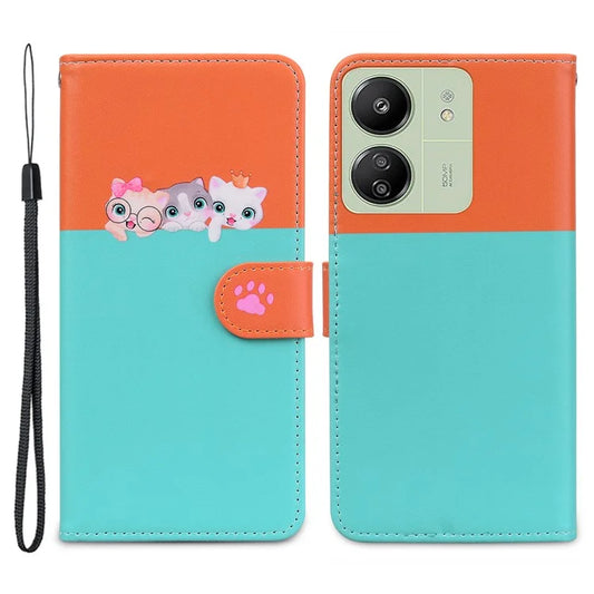 Cartoon Pet Series for Xiaomi Redmi 13C 4G / Poco C65 4G Case Leather Phone Wallet Cover