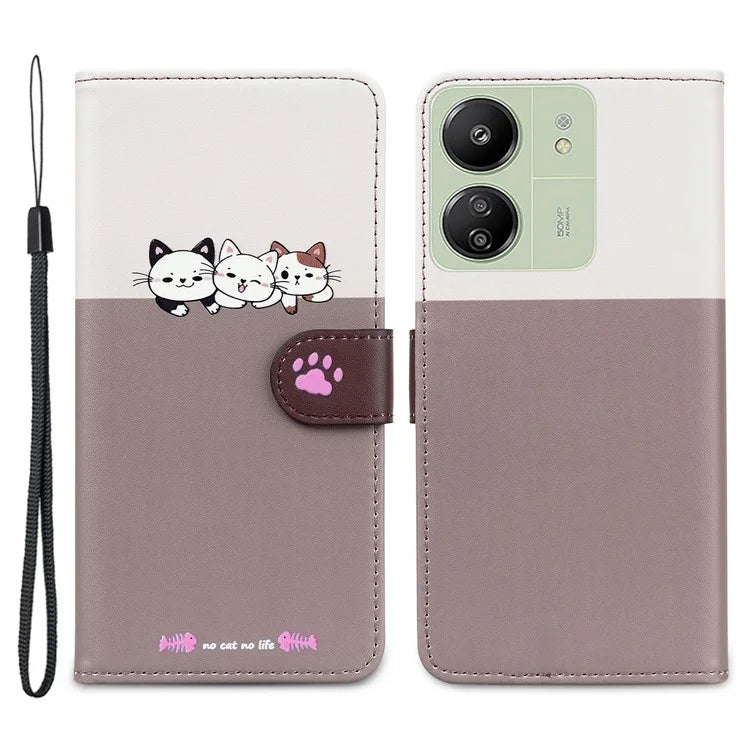 Cartoon Pet Series for Xiaomi Redmi 13C 4G / Poco C65 4G Case Leather Phone Wallet Cover