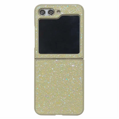 For Samsung Galaxy Z Flip5 5G Case Glitter PU Leather Coated PC Folding Phone Cover