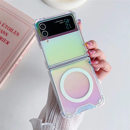 For Samsung Galaxy Z Flip4 5G Magnetic Case Gradient Clear Hard PC Phone Cover