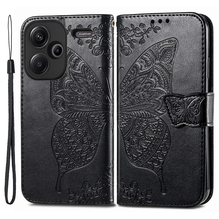 For Xiaomi Redmi Note 13 Pro+ 5G Wallet Case Imprinted Butterfly Pattern PU Leather Phone Cover