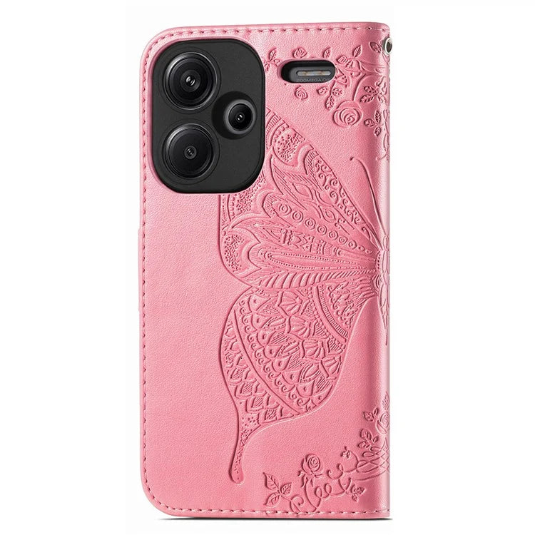 For Xiaomi Redmi Note 13 Pro+ 5G Wallet Case Imprinted Butterfly Pattern PU Leather Phone Cover