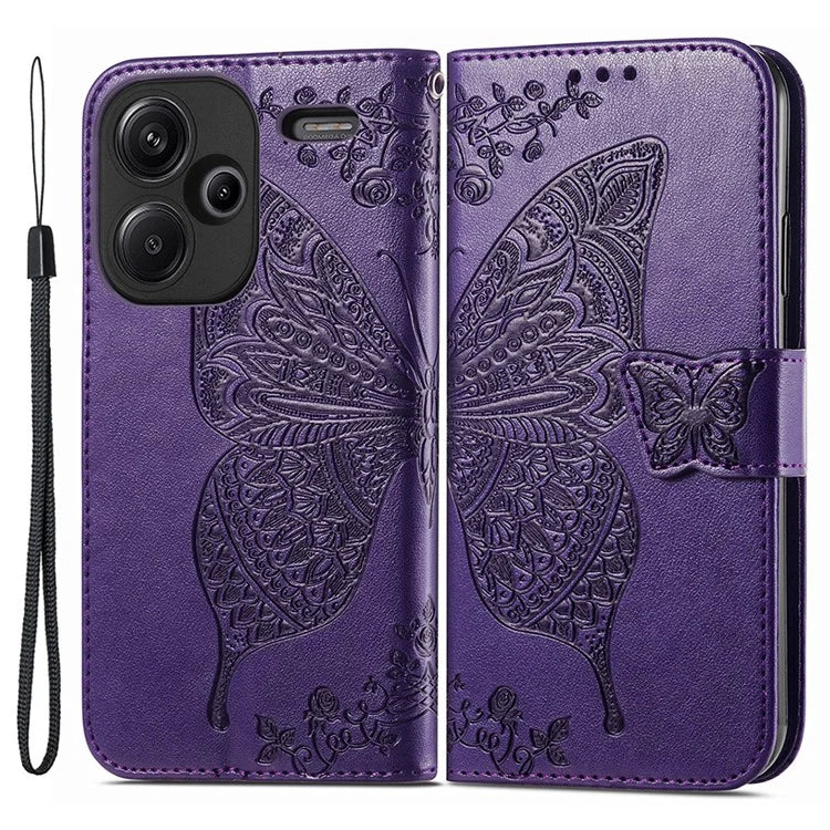 For Xiaomi Redmi Note 13 Pro+ 5G Wallet Case Imprinted Butterfly Pattern PU Leather Phone Cover