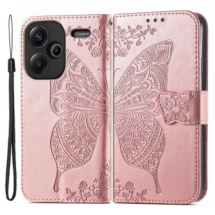 For Xiaomi Redmi Note 13 Pro+ 5G Wallet Case Imprinted Butterfly Pattern PU Leather Phone Cover