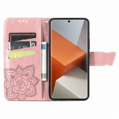 For Xiaomi Redmi Note 13 Pro+ 5G Wallet Case Imprinted Butterfly Pattern PU Leather Phone Cover