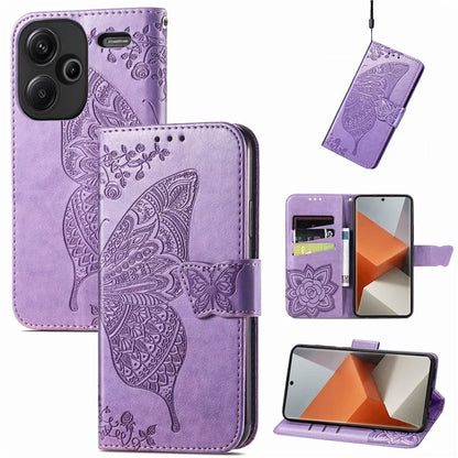 For Xiaomi Redmi Note 13 Pro+ 5G Wallet Case Imprinted Butterfly Pattern PU Leather Phone Cover