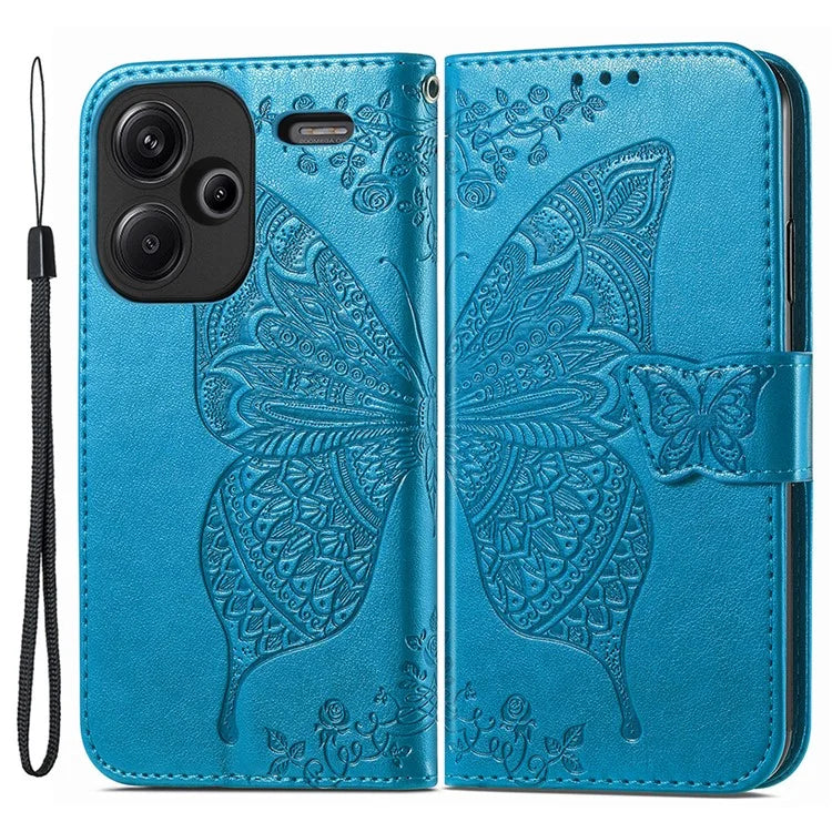 For Xiaomi Redmi Note 13 Pro+ 5G Wallet Case Imprinted Butterfly Pattern PU Leather Phone Cover