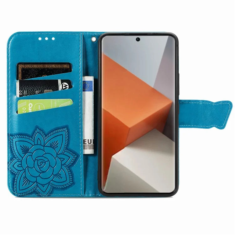For Xiaomi Redmi Note 13 Pro+ 5G Wallet Case Imprinted Butterfly Pattern PU Leather Phone Cover