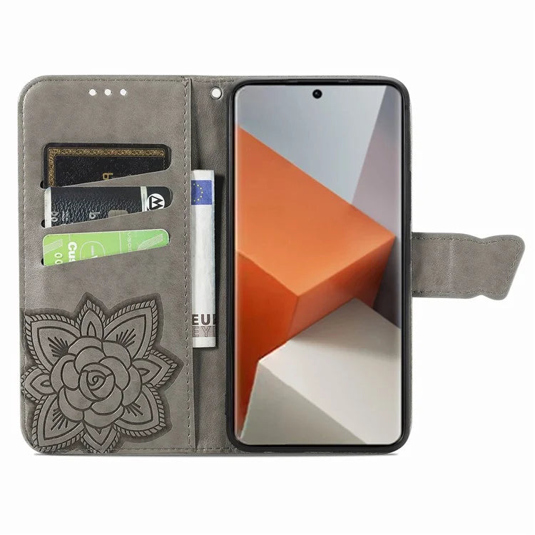 For Xiaomi Redmi Note 13 Pro+ 5G Wallet Case Imprinted Butterfly Pattern PU Leather Phone Cover