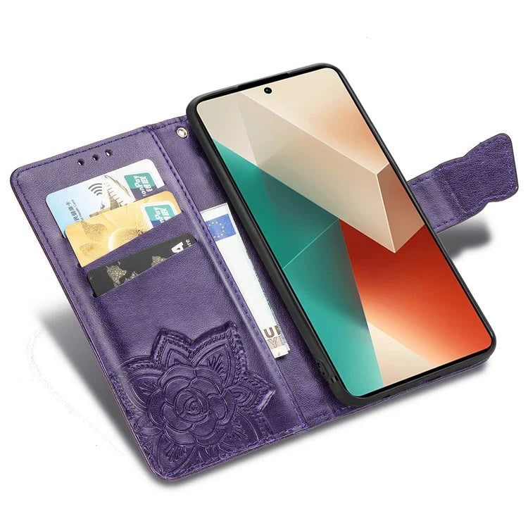 For Xiaomi Redmi Note 13 5G Case Butterfly Pattern Folio PU Leather Stand Phone Cover