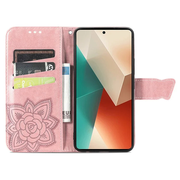 For Xiaomi Redmi Note 13 5G Case Butterfly Pattern Folio PU Leather Stand Phone Cover