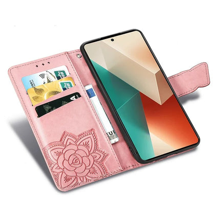 For Xiaomi Redmi Note 13 5G Case Butterfly Pattern Folio PU Leather Stand Phone Cover