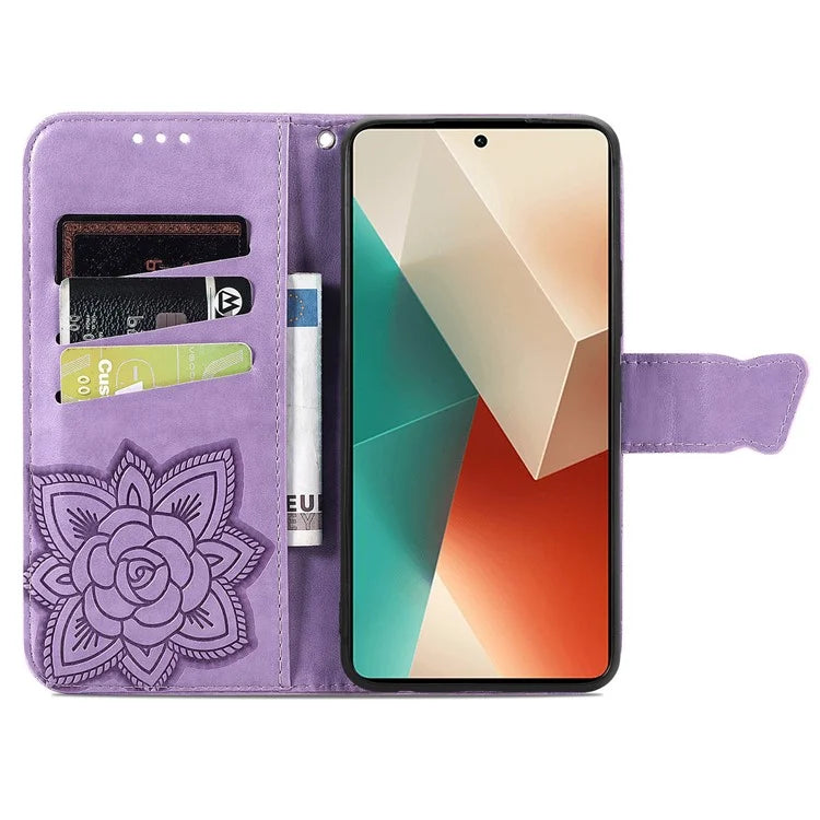 For Xiaomi Redmi Note 13 5G Case Butterfly Pattern Folio PU Leather Stand Phone Cover