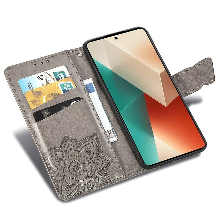 For Xiaomi Redmi Note 13 5G Case Butterfly Pattern Folio PU Leather Stand Phone Cover