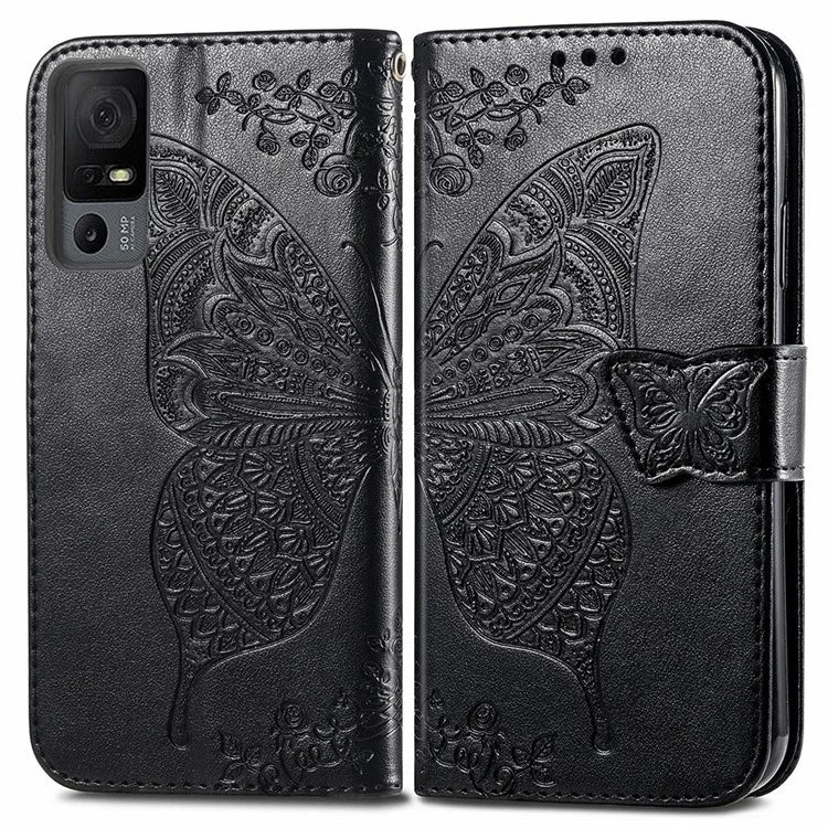 For TCL 40 XL Phone Case Butterfly Pattern Wallet PU Leather Flip Folio Cover