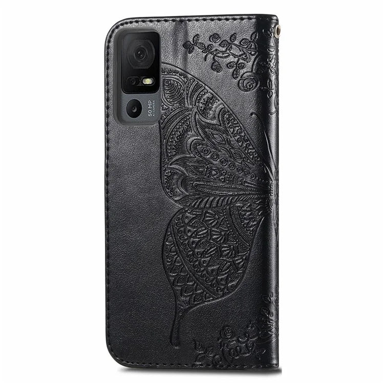 For TCL 40 XL Phone Case Butterfly Pattern Wallet PU Leather Flip Folio Cover