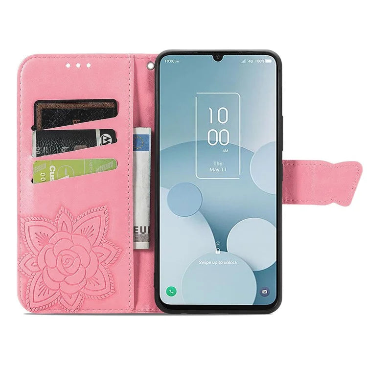 For TCL 40 XL Phone Case Butterfly Pattern Wallet PU Leather Flip Folio Cover