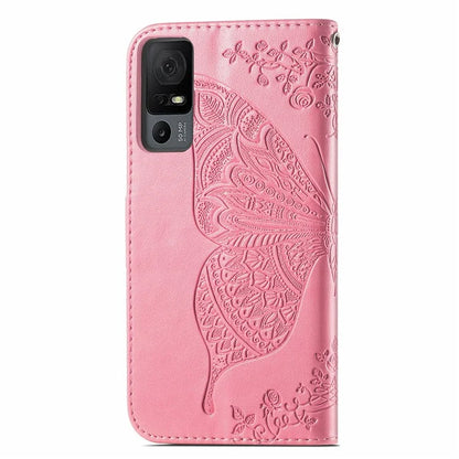 For TCL 40 XL Phone Case Butterfly Pattern Wallet PU Leather Flip Folio Cover