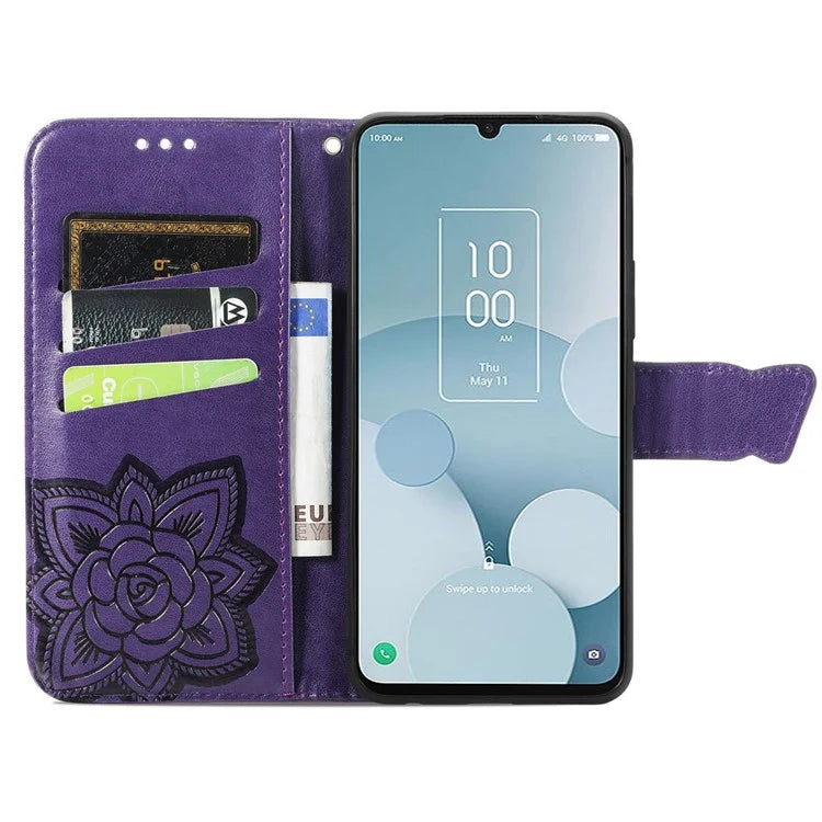 For TCL 40 XL Phone Case Butterfly Pattern Wallet PU Leather Flip Folio Cover