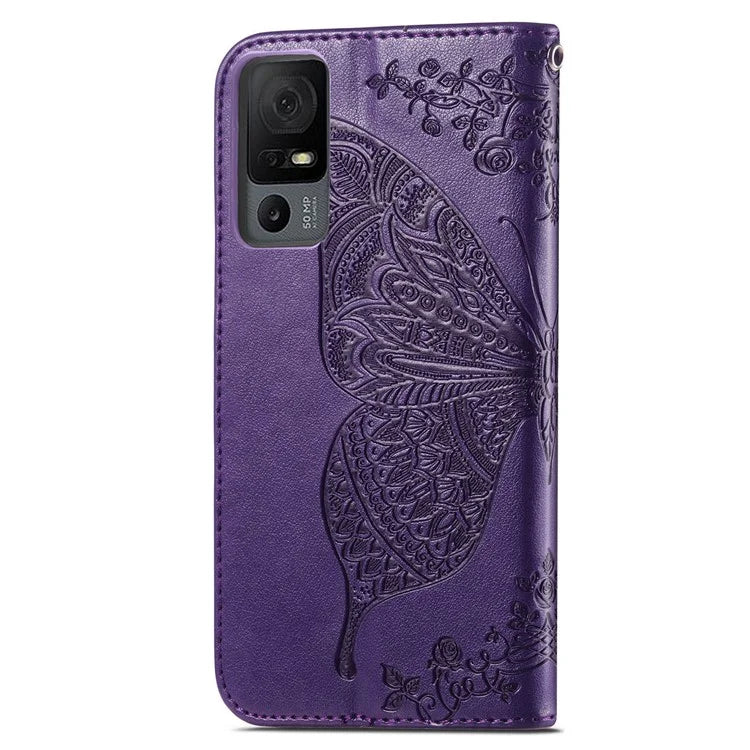 For TCL 40 XL Phone Case Butterfly Pattern Wallet PU Leather Flip Folio Cover