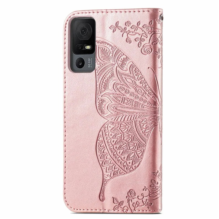 For TCL 40 XL Phone Case Butterfly Pattern Wallet PU Leather Flip Folio Cover