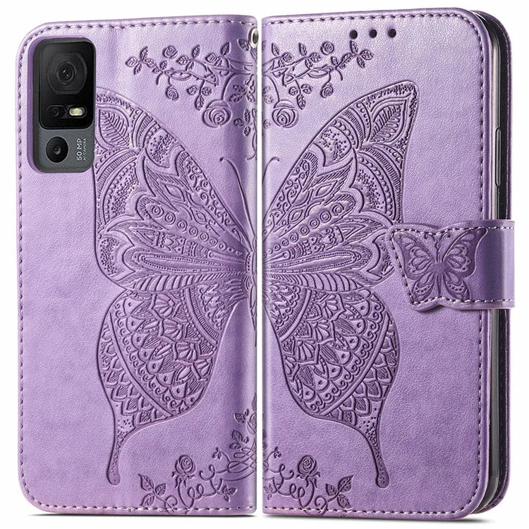 For TCL 40 XL Phone Case Butterfly Pattern Wallet PU Leather Flip Folio Cover