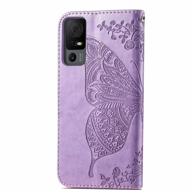 For TCL 40 XL Phone Case Butterfly Pattern Wallet PU Leather Flip Folio Cover