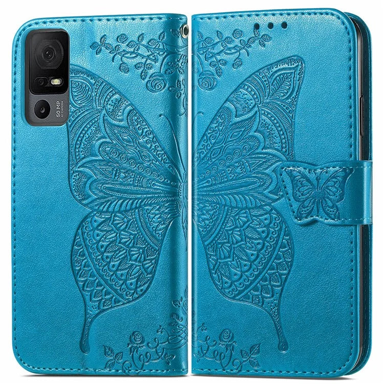 For TCL 40 XL Phone Case Butterfly Pattern Wallet PU Leather Flip Folio Cover