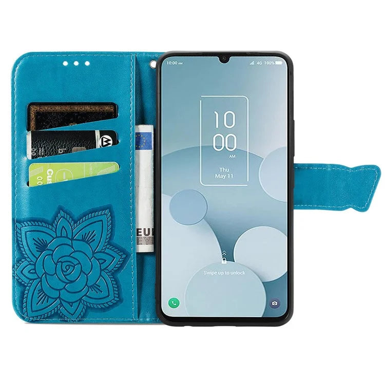 For TCL 40 XL Phone Case Butterfly Pattern Wallet PU Leather Flip Folio Cover