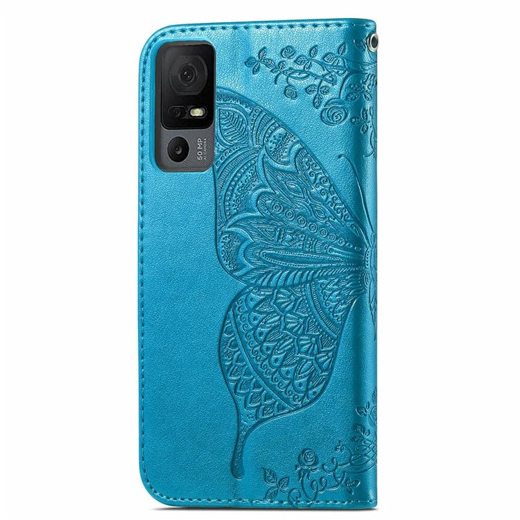 For TCL 40 XL Phone Case Butterfly Pattern Wallet PU Leather Flip Folio Cover
