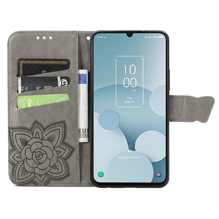 For TCL 40 XL Phone Case Butterfly Pattern Wallet PU Leather Flip Folio Cover