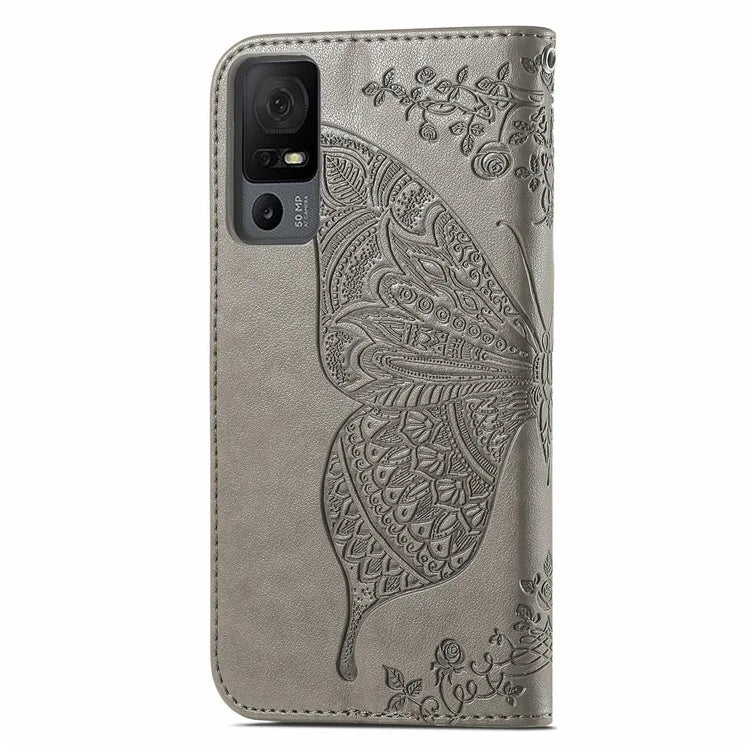 For TCL 40 XL Phone Case Butterfly Pattern Wallet PU Leather Flip Folio Cover