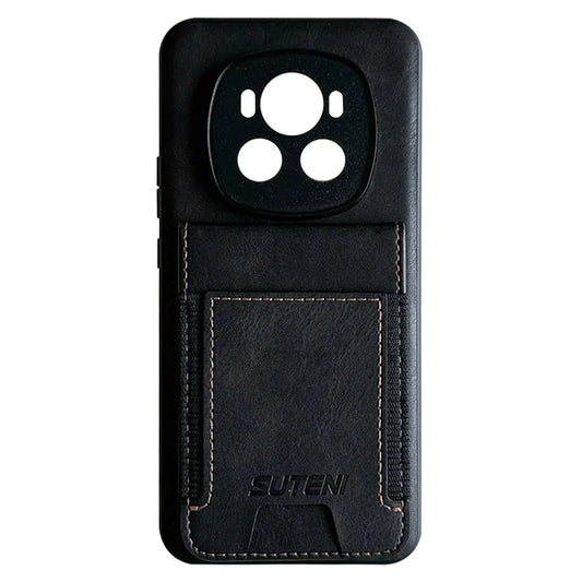 SUTENI H03 For Honor Magic6 5G Case with Card Holder Kickstand Waxy Texture Phone Cover