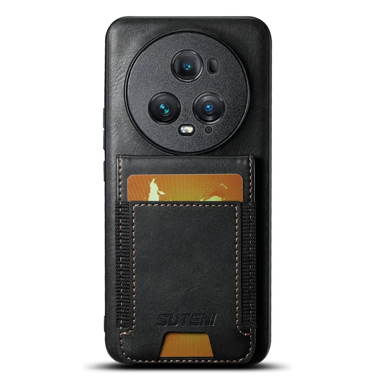 SUTENI H03 For Honor Magic5 Pro Case Leather+TPU Shockproof Shell with Card Holder