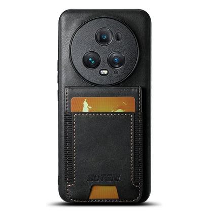 SUTENI H03 For Honor Magic5 Pro Case Leather+TPU Shockproof Shell with Card Holder