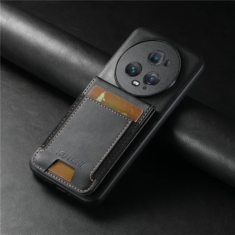SUTENI H03 For Honor Magic5 Pro Case Leather+TPU Shockproof Shell with Card Holder