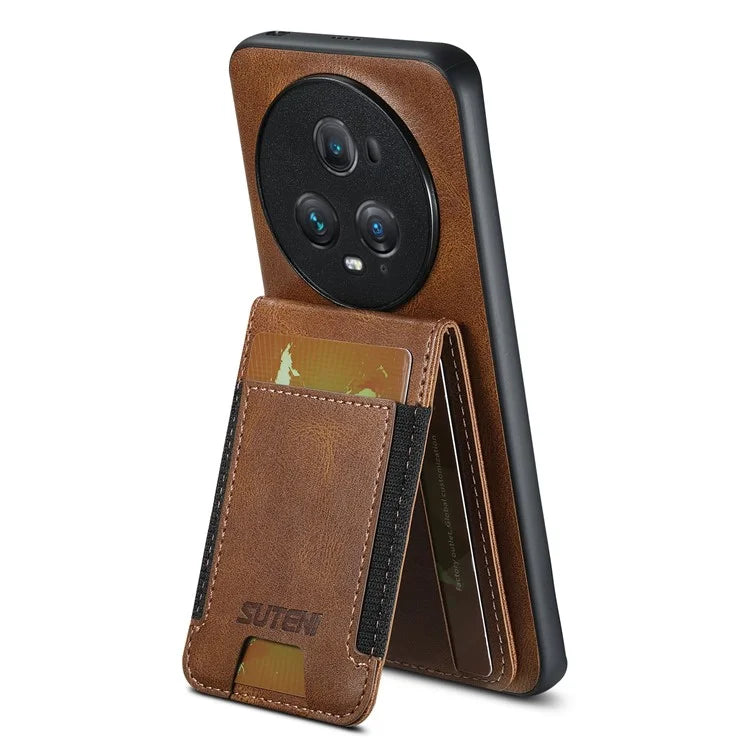 SUTENI H03 For Honor Magic5 Pro Case Leather+TPU Shockproof Shell with Card Holder